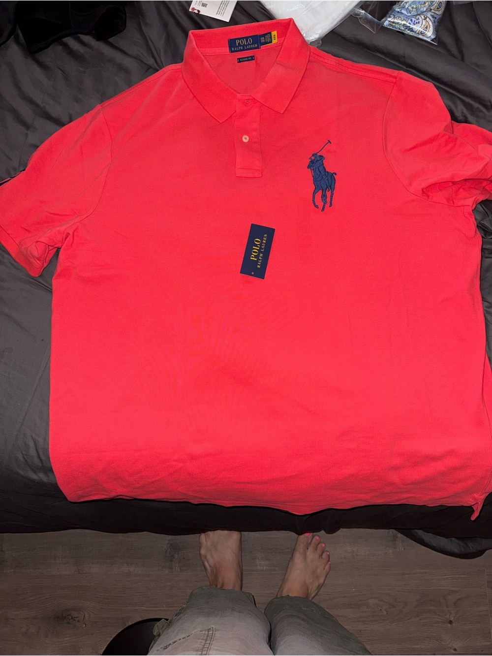 Ralph Lauren Polo Shirt in Coral with Navy Pony